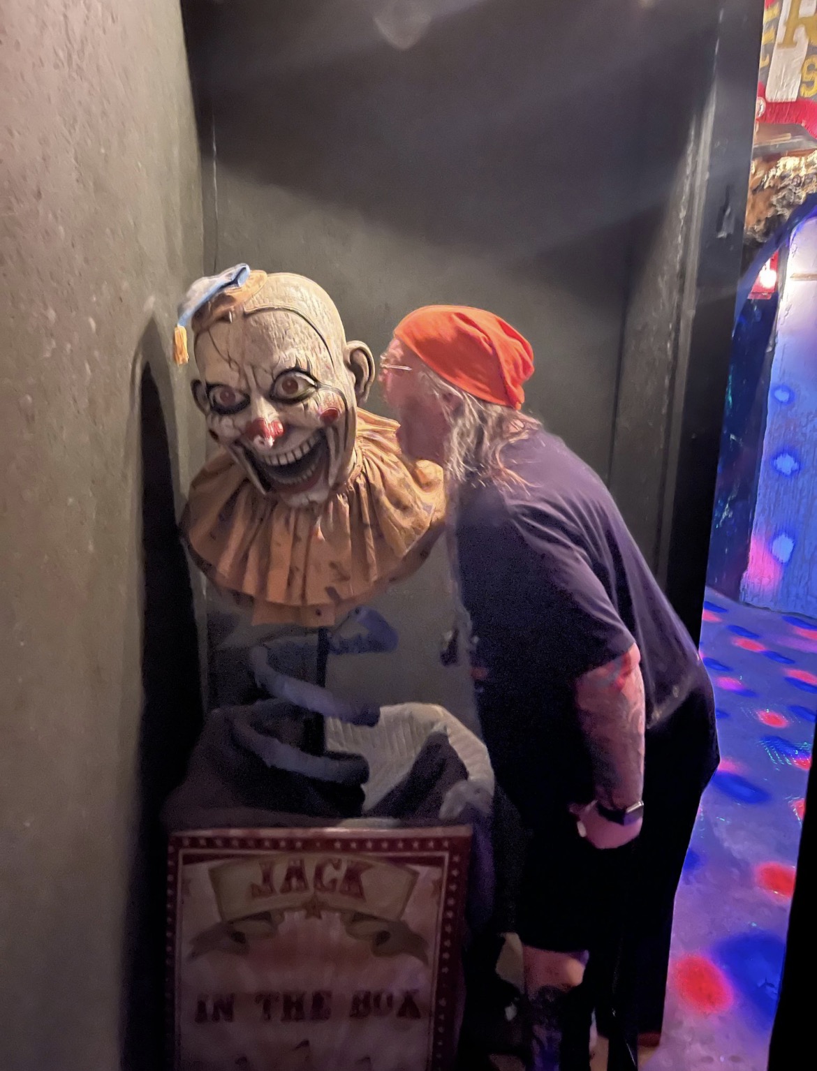 Jake Bannerman beside a horror clown
